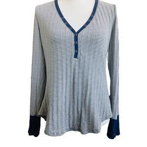 Pilcro Navy Blue Cream Thermal Long Sleeve Large